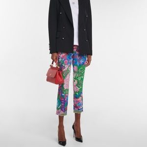 Dolce & Gabbana NWT Printed Multicolor Silk Charmeuse 60s Inspired Leggings